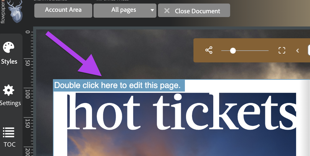 Double-click the top area