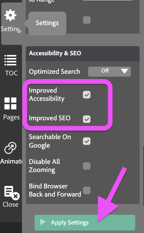 Locate SEO settings in the Behaviour tab